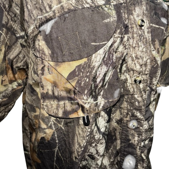 Remington Men's L Large Hunting Button Down Shirt Nylon Vented Camouflage Leaves - Picture 3 of 8